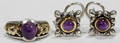 110575 GOLD STERLING  AMETHYST RING  EARRINGS
