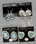 092514 NAVAHO STERLING  TURQUOISE EARRINGS