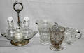 091545 CUT GLASS SILVER PLATE  CUT CRYSTAL GROUPING