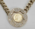 12058 14KT GOLD  DIAMOND COIN NECKLACE 300 CT
