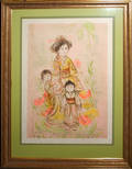 10027 EDNA HIBEL LITHOGRAPH 28x17 FAMILY
