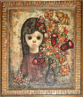 10056 HUGO CASAR OIL ON CANVAS GIRL  FLOWERS