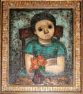 10055 HUGO CASAR OIL ON CANVAS GIRL IN GREEN DRESS