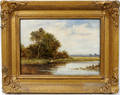 122014 DANIEL SHERRIN OIL ON CANVAS RIVER LANDSCAPE