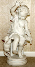 121001 CARVED CARRARA MARBLE SCULPTURE OF A CHILD
