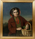 120011 JOHN HAGEN OIL ON CANVAS WOMAN W BASKET