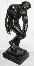 120037 AFTER RODIN BRONZE SCULPTURE NUDE MALE