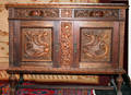 120022 BRAZILIAN CARVED ROSEWOOD  MARBLE TOP SERVER