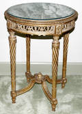 111041 LOUIS XVI STYLE GILT FINISH ROUND LAMP TABLES
