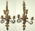 111030 FLORENTINE CARVED WOOD  METAL SCONCES