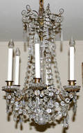 111027 FRENCH ANTIQUE CRYSTAL  BRONZE CHANDELIER