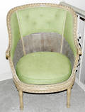 111060 LOUIS XVI STYLE ANTIQUED ANED BERGERE AS IS