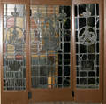 110016 AMERICAN LEADED GLASS DOORS W SHIP MOTIF