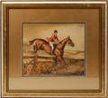 100025 LIONEL EDWARDS WATERCOLOR RIDER ON HORSEBACK