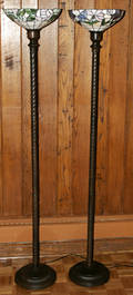 100050 ART GLASS  BRONZED METAL TORCHIERES