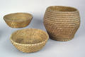 Two Pennsylvania round rye straw baskets
