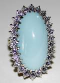 090993 PERSIAN CABOCHON TURQUOISE  DIAMOND RING