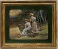 022087 MANUEL MENSA OIL ON CANVAS WOMEN FISHING