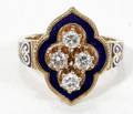 061116 14KT GOLD 6CT DIAMOND  ENAMEL RING