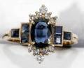 041149 14KT GOLD SAPPHIRE  DIAMOND RING