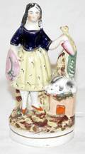 041130 STAFFORDSHIRE POTTERY FIGURE GIRL W ANIMALS