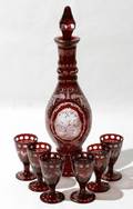 031087 BOHEMIAN ETCHED CRYSTAL DECANTER  LIQUORS