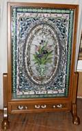 031078 STAINED GLASS  TEAKWOOD SCREEN H 775