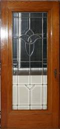 031124 OAK  LEADED GLASS DOOR H 795 W 36 