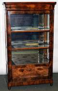 021114 GERMAN BURL WALNUT VITRINE C 1880 H 65
