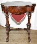 051076 ENGLISH BURL WALNUT WRITING  SEWING TABLE