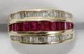 050075 121 CT DIAMOND 74 CT RUBY  14 KT GOLD RING