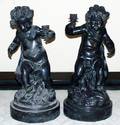 042076 BRONZE CHERUBS AS CANDELABRAS 2 33x16