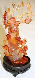040120 CHINESE CARNELIAN AGATE FLOWER VASE W STAND