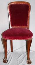 040088 QUEEN ANN STYLE MAHOGANY  VELVET SIDE CHAIR