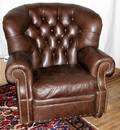 030073 HANCOCK  MOORE BROWN LEATHER CHAIR  OTTOMAN