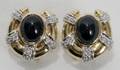 030063 87CT SAPPHIRE DIAMOND  14 KT GOLD EARRINGS