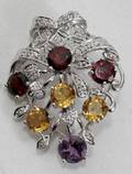 020115 47CT AMETHYST CITRINE GARNET  GOLD PIN