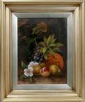 062091 THOMAS WILSON OIL ON BOARD STILL LIFE FRUIT