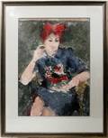 052135 RICHARD JERZY WATERCOLOR WOMAN W BANDANNA