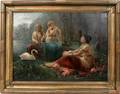 052115 YULES A DUVAUX OIL ON CANVAS  MAIDENS  SWAN
