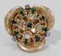052110 6CT EMERALD  DIAMOND FLORENTINE ROSE RING