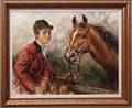 052127 G MEREGHI OIL ON CANVAS EQUESTRIAN SCENE