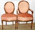 050106 LOUIS XVI STYLE WALNUT DINING CHAIRS C1940