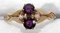041268 10KT GOLD GARNET  SEED PEARL RING