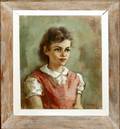 041256 MARY GIOVANN OIL ON BOARD YOUNG GIRL