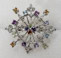040159 GOLD DIAMOND  MULTICOLORED GEMSTONE RING