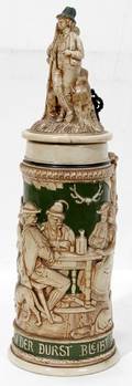 030126 GERMAN PORCELAIN BEER STEIN 158 C1900 H 15