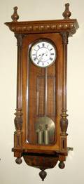030105 VIENNESE CARVED WALNUT WALL CLOCK C 1890