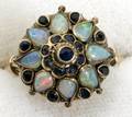030090 34CT SAPPHIRE 2CT OPAL  14KT GOLD RING