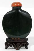 021227 CHINESE CARVED JADE SNUFF BOTTLE C1900 H25